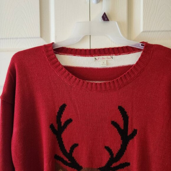 Light-Up Reindeer Sweater With LED Nose Red Size XL - Picture 9 of 14